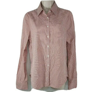 J Crew Button Up Shirt Fitted Collared Women Size M Red Plaid Cotton Long Sleeve